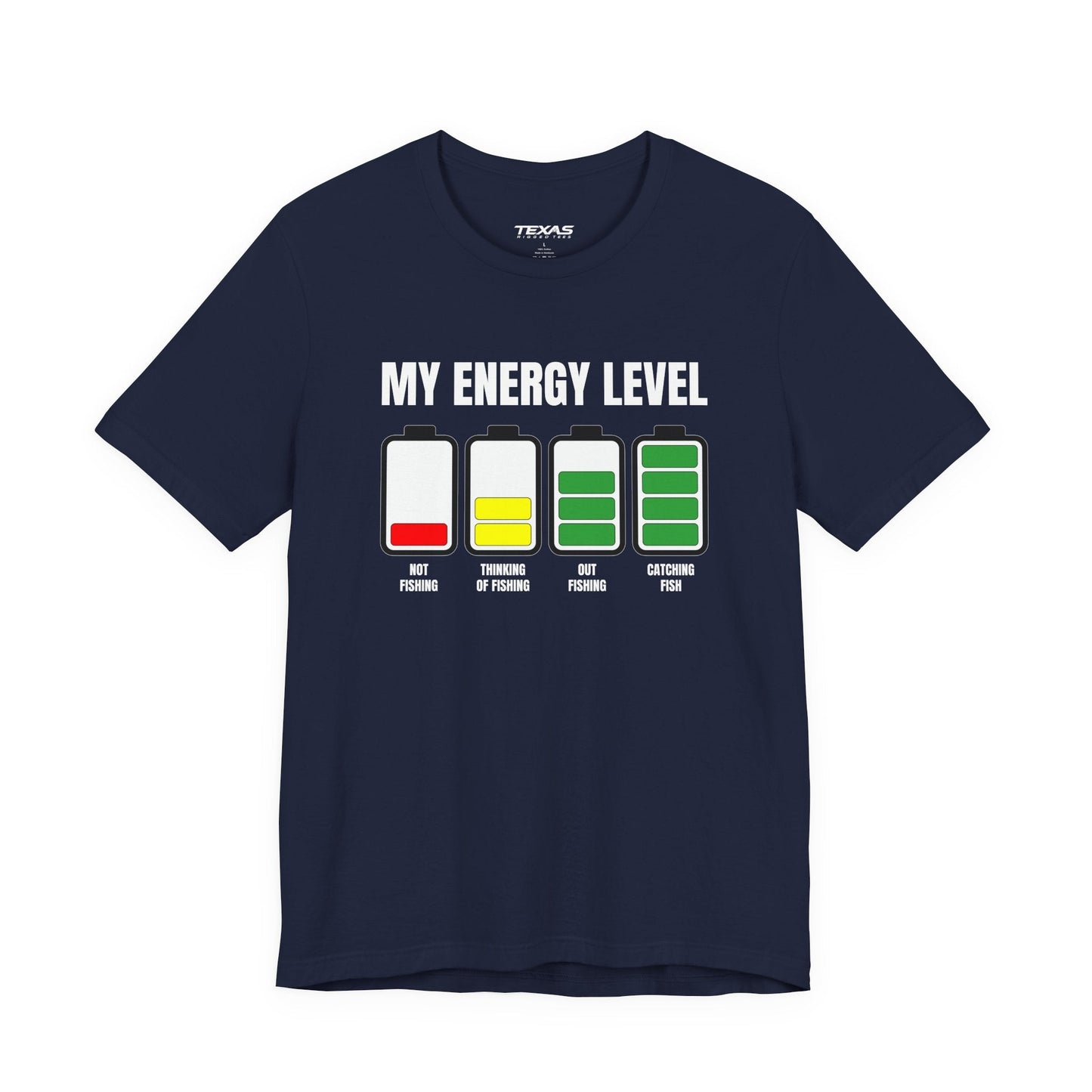 Texas Rigged Tees My Energy Level — Unisex Cotton Tee