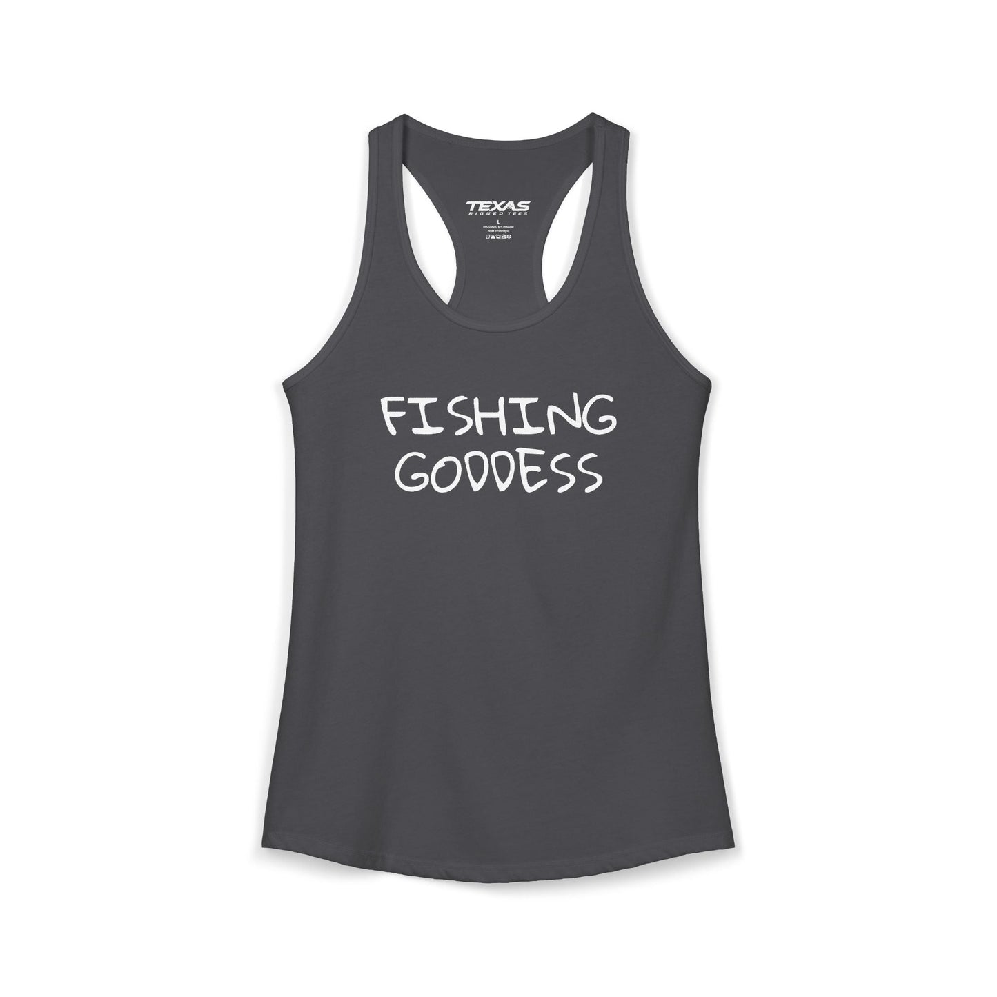 Texas Rigged Tees Fishing Goddess — Women’s Racerback Tank
