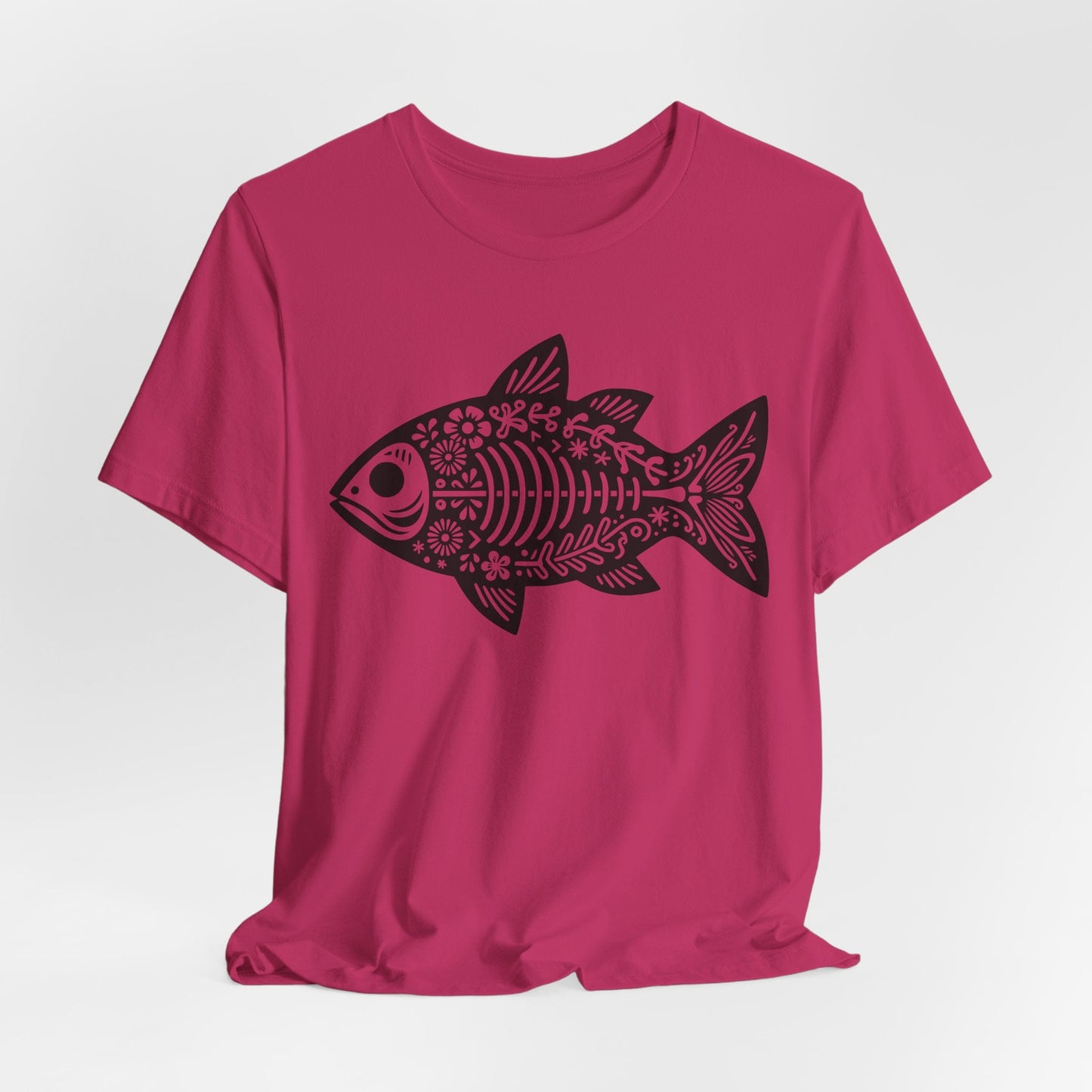 Texas Rigged Tees Mexican Flora Fish Skeleton — Unisex Cotton Tee