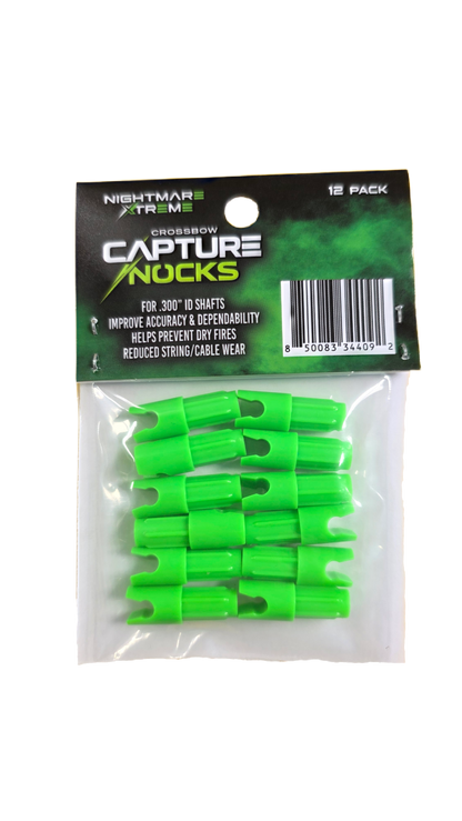 Nightmare Xtreme Crossbow Capture Nocks  FLO Green 12 pack .300 ID Shafts