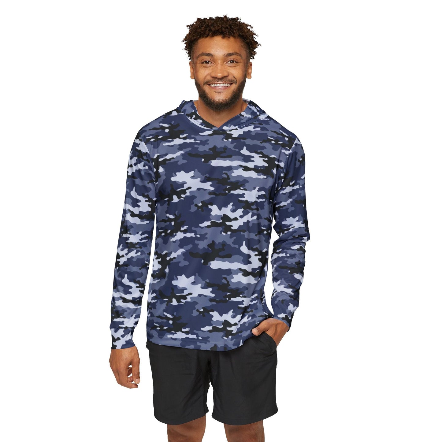 Texas Rigged Tees Blue Camo — Unisex Fishing Pullover Hoodie (SPF 50+)