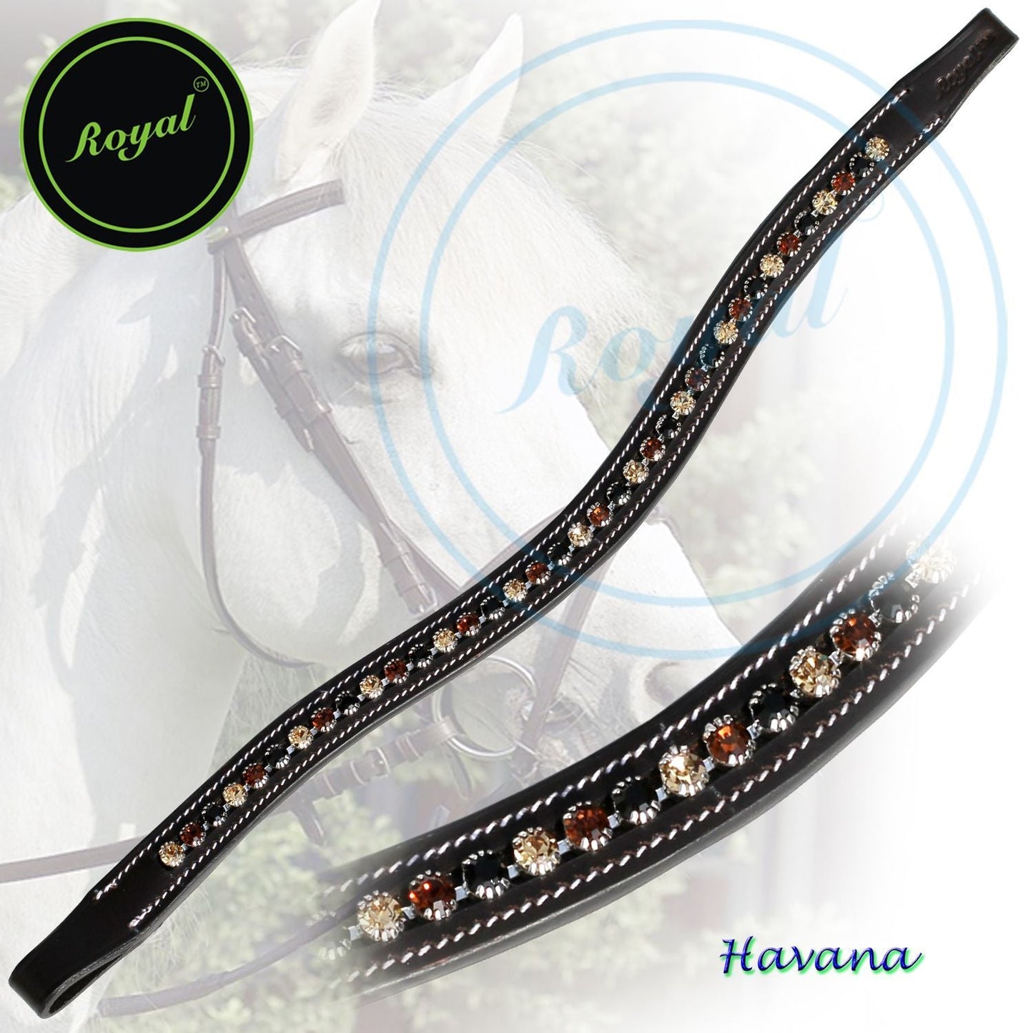 Bridles & Reins ExionPro Dual Colored Glittering Brown, Black and Golden Crystal Browband
