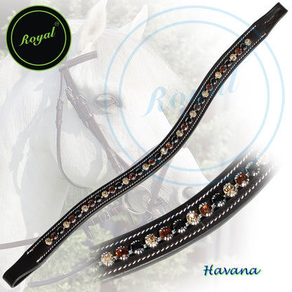Bridles & Reins ExionPro Dual Colored Glittering Brown, Black and Golden Crystal Browband