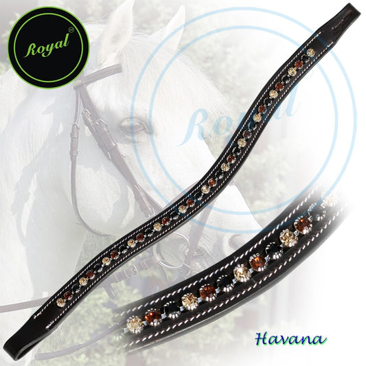 Bridles & Reins ExionPro Dual Colored Glittering Brown, Black and Golden Crystal Browband