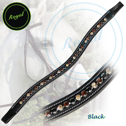 Bridles & Reins ExionPro Dual Colored Glittering Brown, Black and Golden Crystal Browband