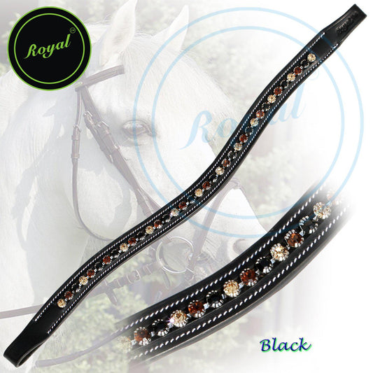 Bridles & Reins ExionPro Dual Colored Glittering Brown, Black and Golden Crystal Browband