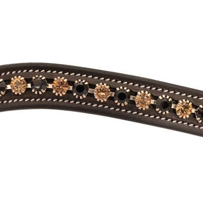 Bridles & Reins ExionPro Large Dual Coloured Glittering Black, Golden Crystal Browband