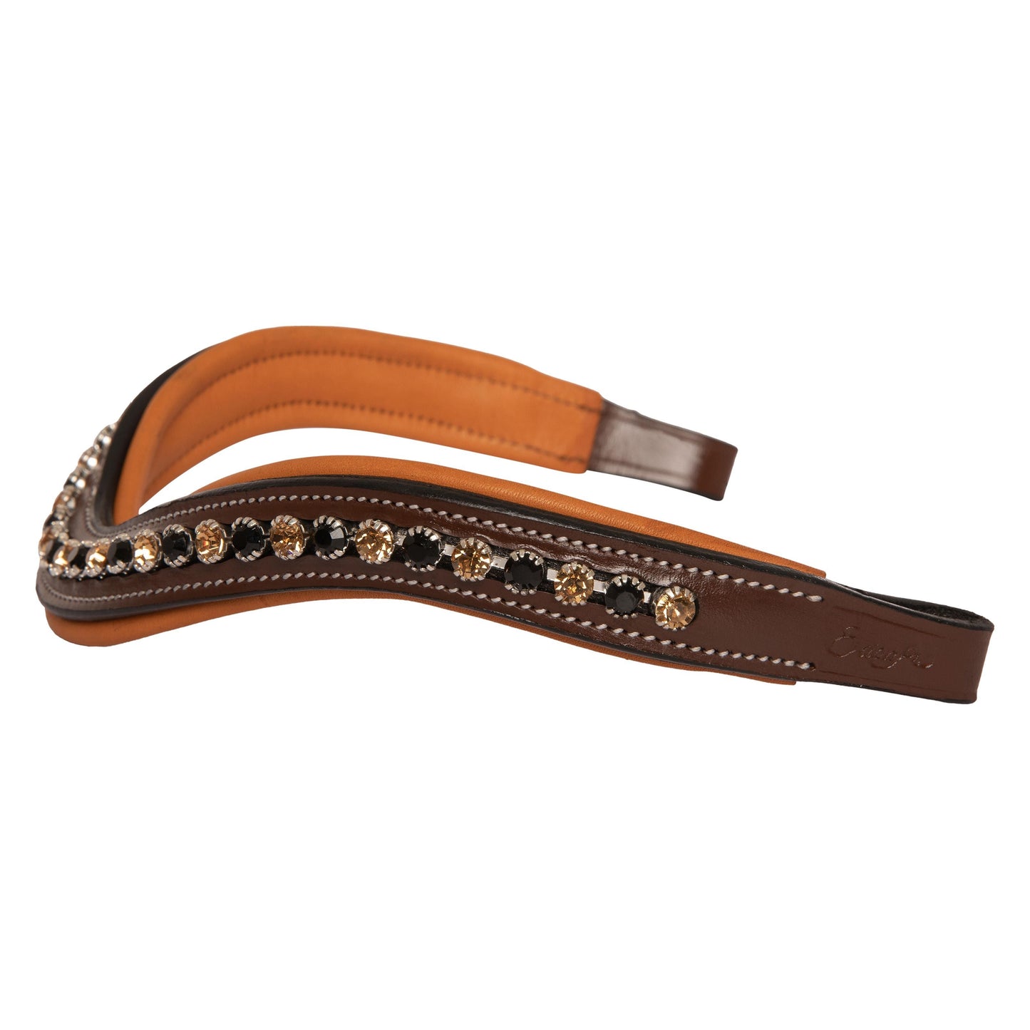 Bridles & Reins ExionPro Large Dual Coloured Glittering Black, Golden Crystal Browband