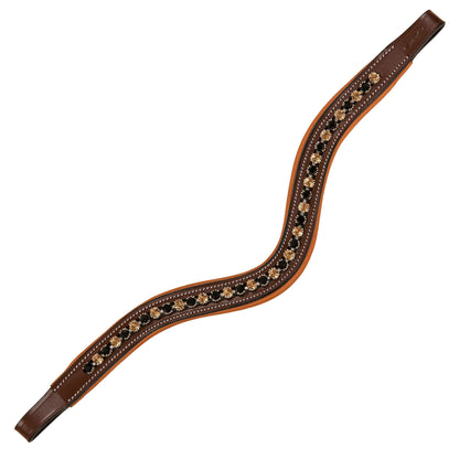 Bridles & Reins ExionPro Large Dual Coloured Glittering Black, Golden Crystal Browband