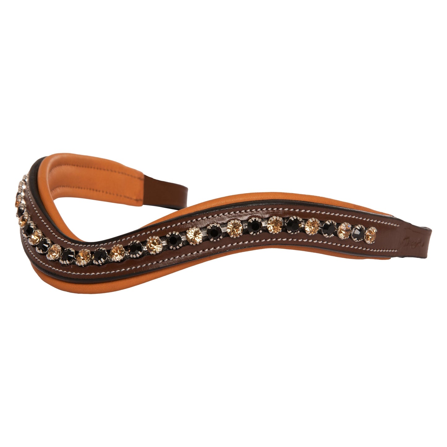 Bridles & Reins ExionPro Large Dual Coloured Glittering Black, Golden Crystal Browband