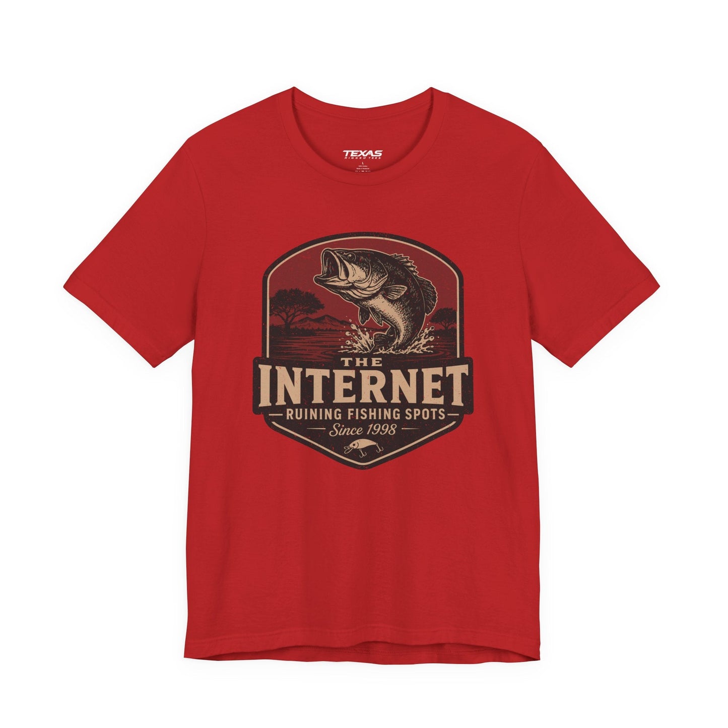 Texas Rigged Tees The Internet: Ruining Fishing Spots Since 1998 — Unisex Cotton Tee