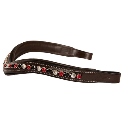 Bridles & Reins ExionPro Marvel Beauty Red, Black & Alternative Clear Crystal Browband