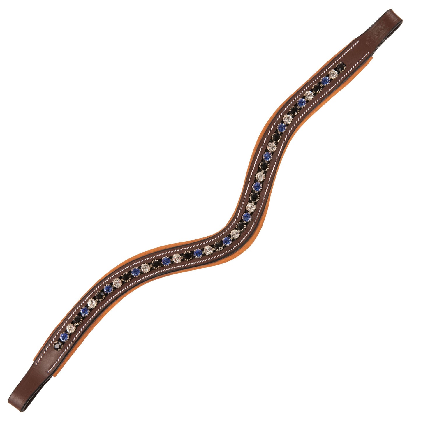 Bridles & Reins ExionPro Elegant, Attractive Blue, Black & Alternative Clear Crystal Browband