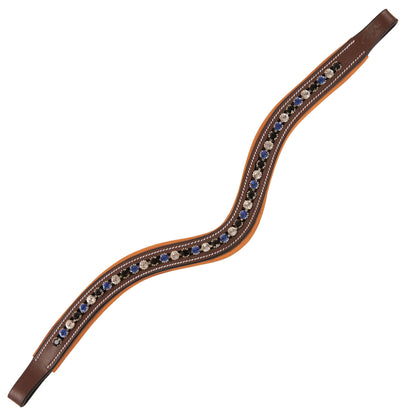 Bridles & Reins ExionPro Elegant, Attractive Blue, Black & Alternative Clear Crystal Browband