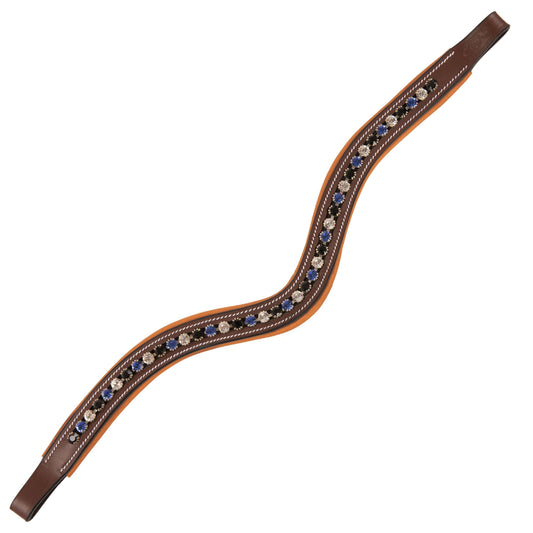 Bridles & Reins ExionPro Elegant, Attractive Blue, Black & Alternative Clear Crystal Browband