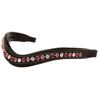 Bridles & Reins ExionPro Designer Clear Light Pink & Maroon linked Crystal Browband