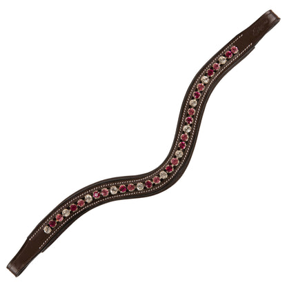 Bridles & Reins ExionPro Designer Clear Light Pink & Maroon linked Crystal Browband