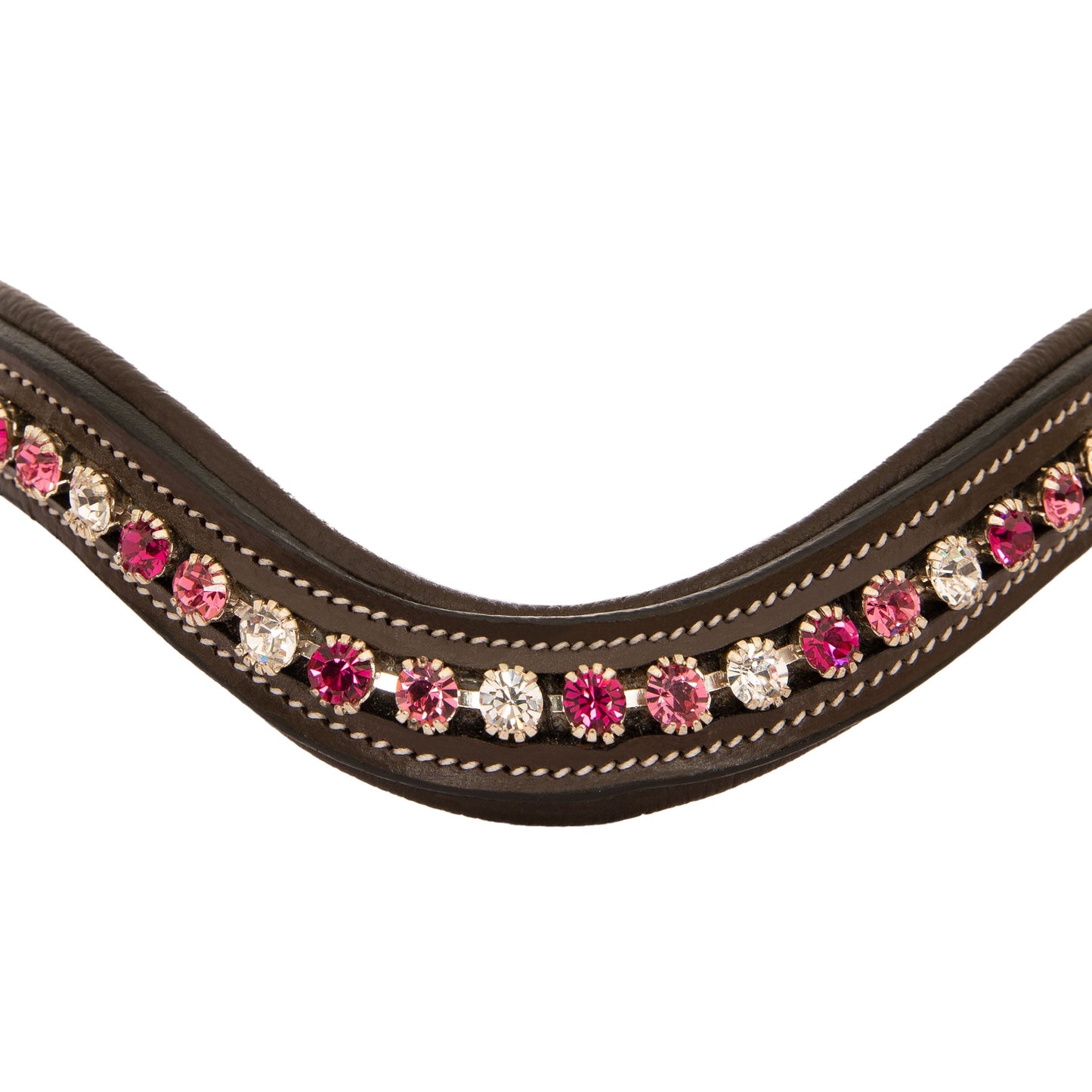 Bridles & Reins ExionPro Designer Clear Light Pink & Maroon linked Crystal Browband