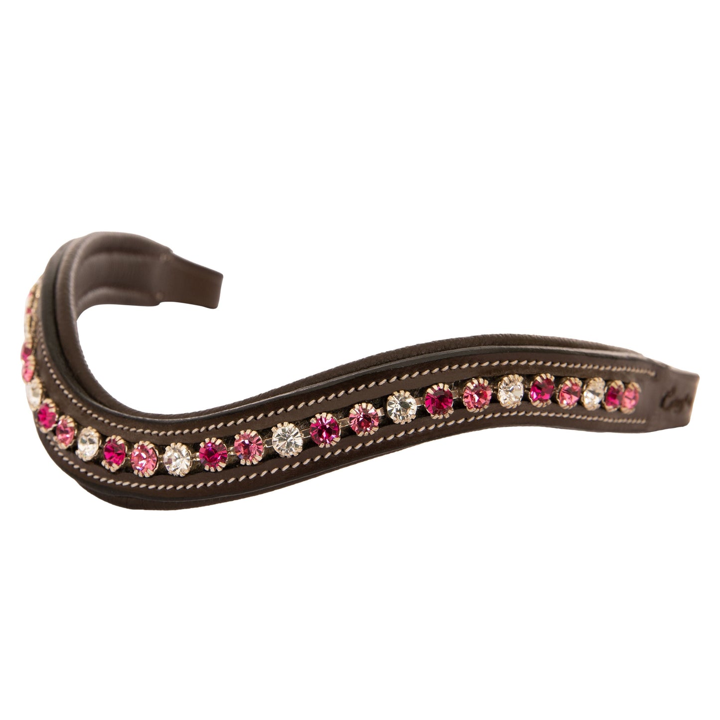 Bridles & Reins ExionPro Designer Clear Light Pink & Maroon linked Crystal Browband