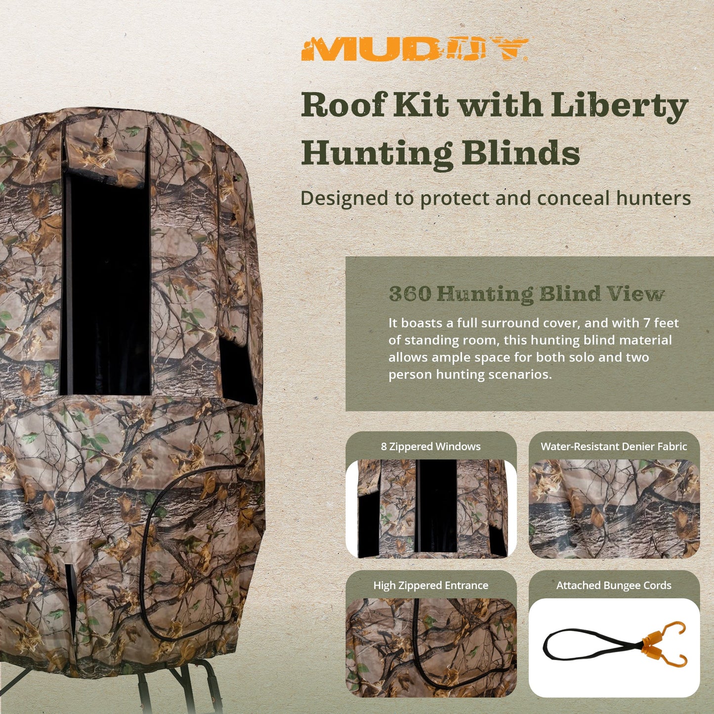 Muddy MUD-MTA3000-RK Liberty Tripod Stand Hunting Blind Enclosure with Windows