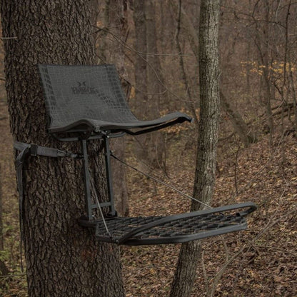 Hawk Kickback LVL Hang-On Tree Stand with Leg Extension Footrest, Black (2 Pack)