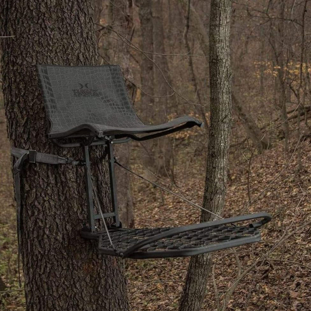 Hawk HWK-HF2031 Kickback LVL Steel Hang-On Tree Stand w/ Leg Extension Footrest