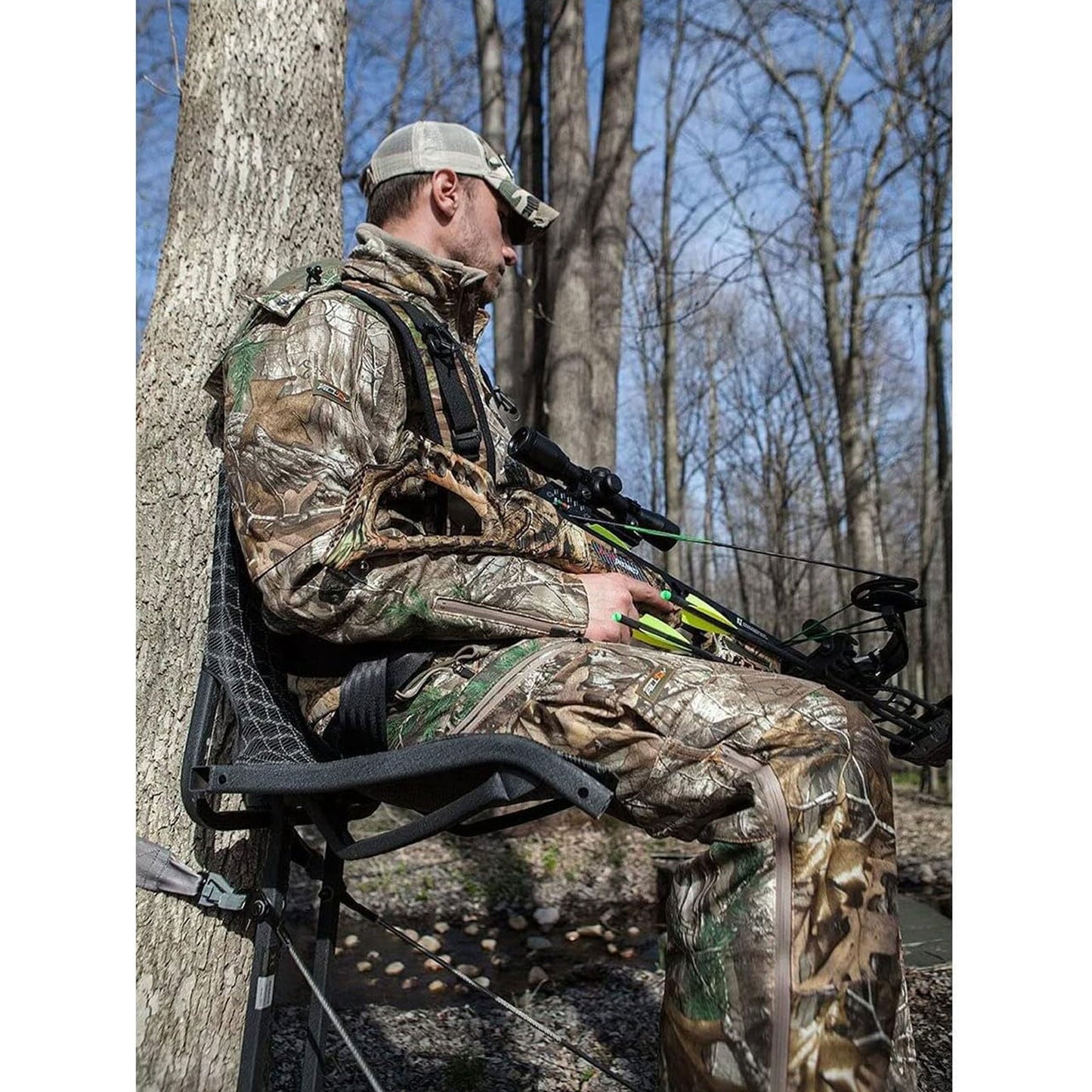 Hawk HWK-HF2031 Kickback LVL Steel Hang-On Tree Stand w/ Leg Extension Footrest