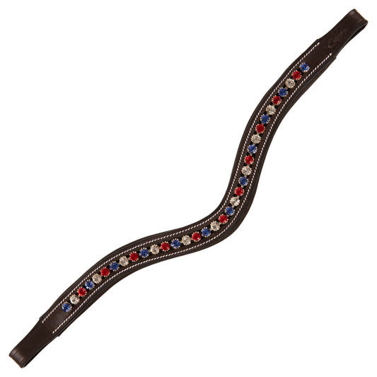 Bridles & Reins ExionPro Designer Red, Blue & White linked Crystal Browband