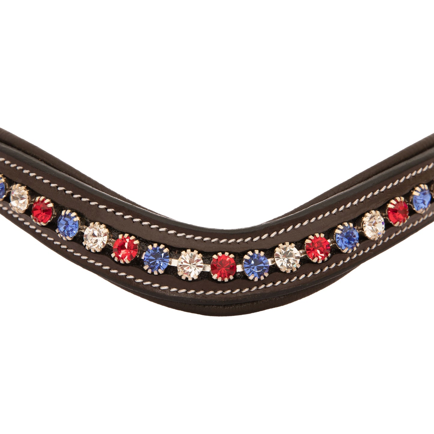 Bridles & Reins ExionPro Designer Red, Blue & White linked Crystal Browband