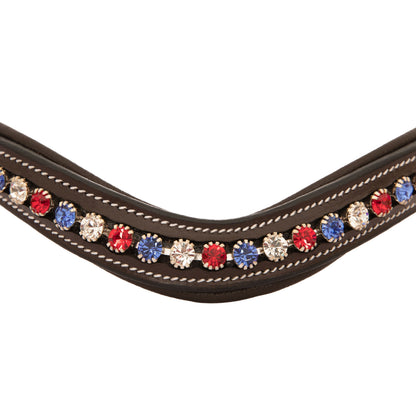 Bridles & Reins ExionPro Designer Red, Blue & White linked Crystal Browband
