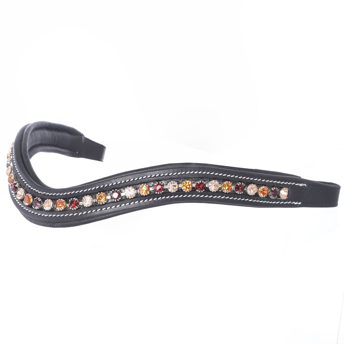 Bridles & Reins ExionPro Elegant Soft Padded Light Peach, Burgundy, Topaz Colored Crystal Browband