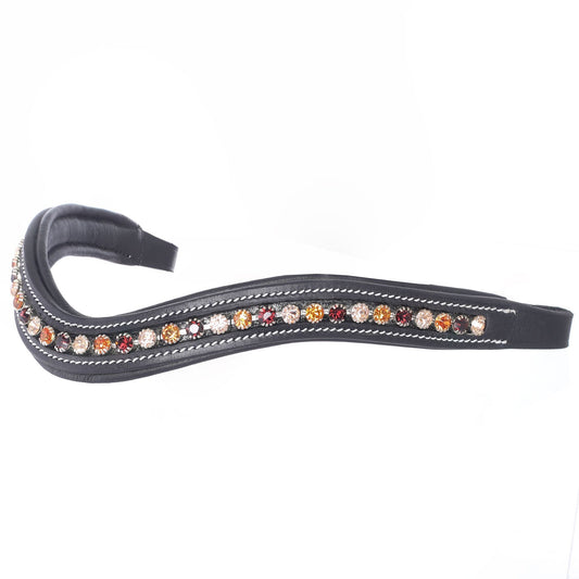 Bridles & Reins ExionPro Elegant Soft Padded Light Peach, Burgundy, Topaz Colored Crystal Browband