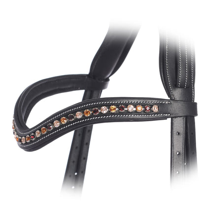 Bridles & Reins ExionPro Elegant Soft Padded Light Peach, Burgundy, Topaz Colored Crystal Browband