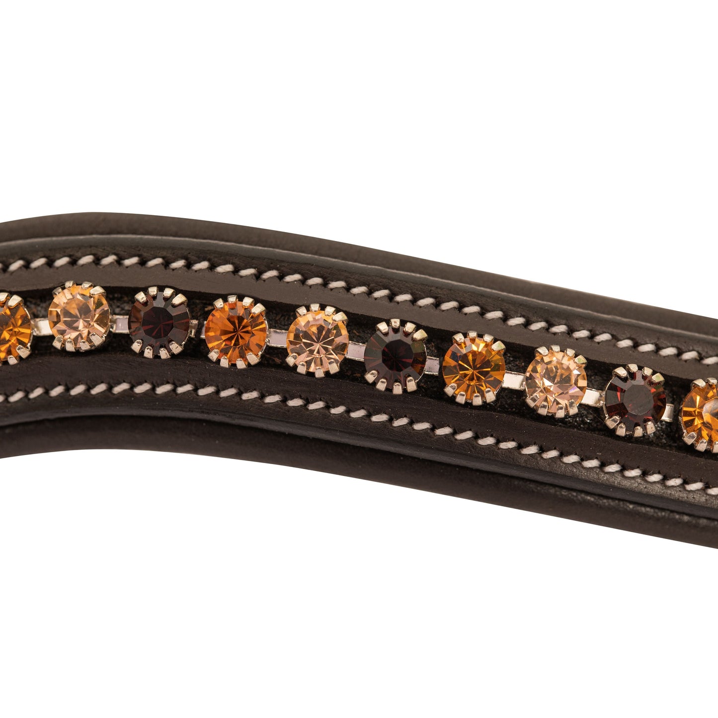 Bridles & Reins ExionPro Elegant Soft Padded Light Peach, Burgundy, Topaz Colored Crystal Browband