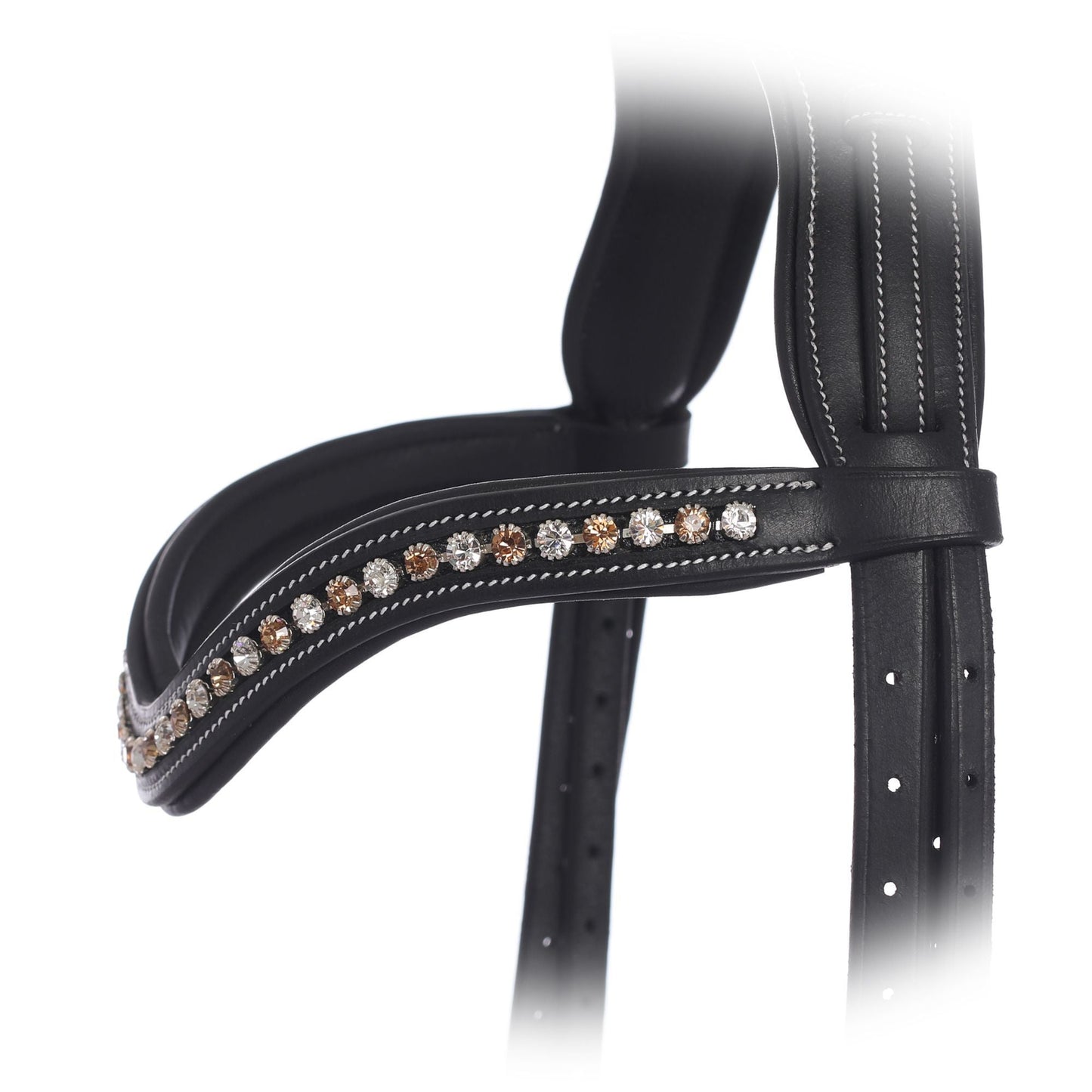 Bridles & Reins ExionPro Elegant Soft Padded Light Peach, Clear Crystal Browband