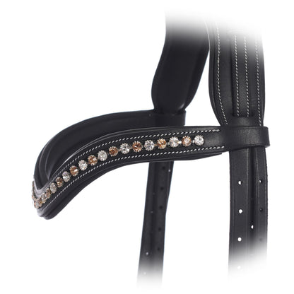 Bridles & Reins ExionPro Elegant Soft Padded Light Peach, Clear Crystal Browband