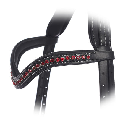 Bridles & Reins ExionPro Elegant Deep Curved Soft Padded Siam Crystal Decorated Browband