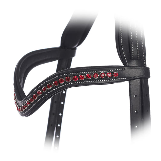 Bridles & Reins ExionPro Elegant Deep Curved Soft Padded Siam Crystal Decorated Browband