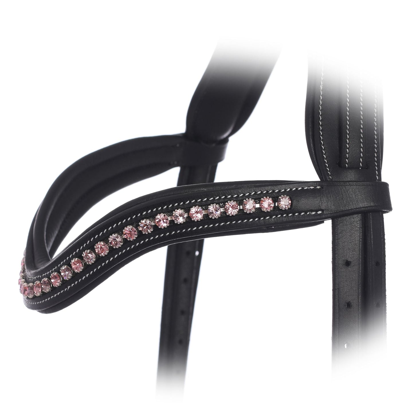 Bridles & Reins ExionPro Elegant Soft Padded Light Rose, Light Amethyst Colored Crystal Browband
