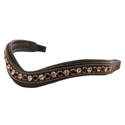 Bridles & Reins ExionPro Elegant Soft Padded Jet, Light Amethyst Colored Crystal Browband