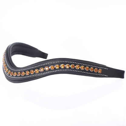 Bridles & Reins ExionPro Elegant Deep Curved Soft Padded Topaz Crystal Decorated Browband