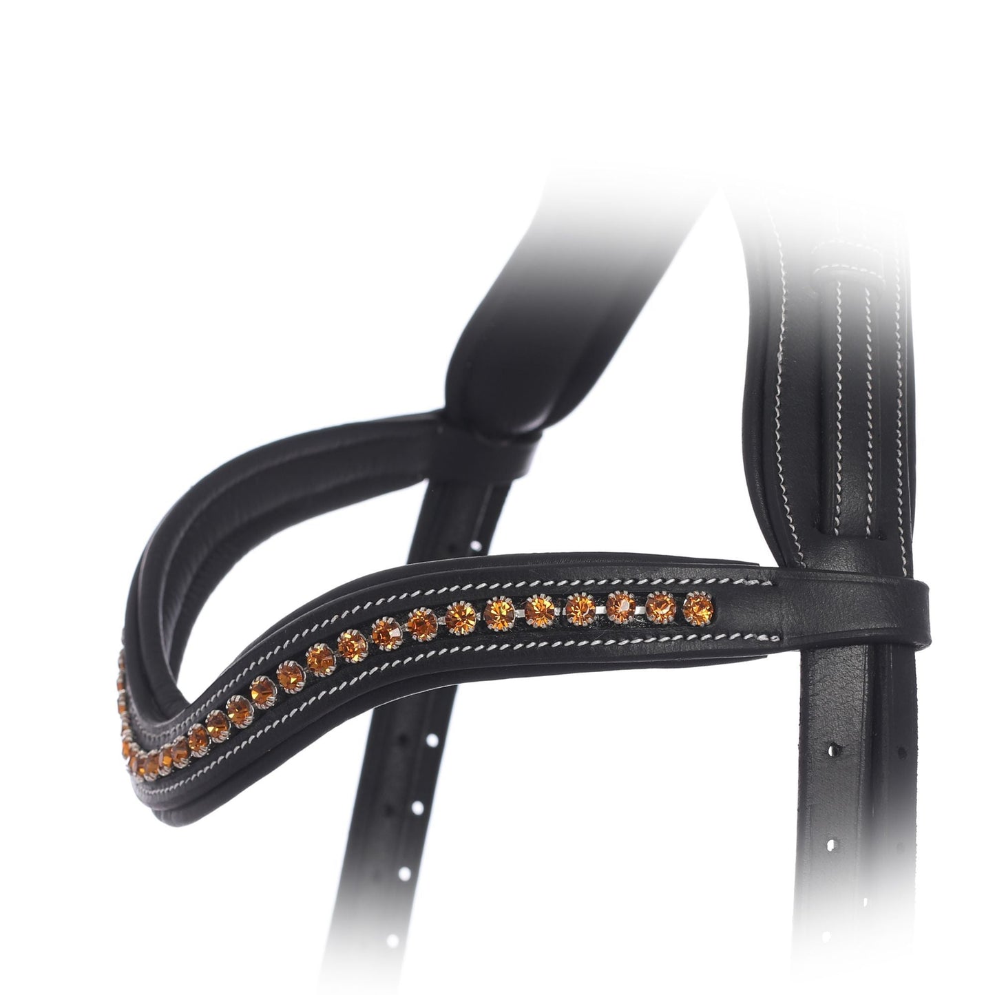 Bridles & Reins ExionPro Elegant Deep Curved Soft Padded Topaz Crystal Decorated Browband
