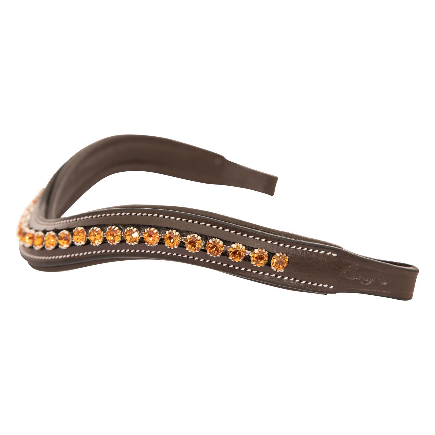 Bridles & Reins ExionPro Elegant Deep Curved Soft Padded Topaz Crystal Decorated Browband
