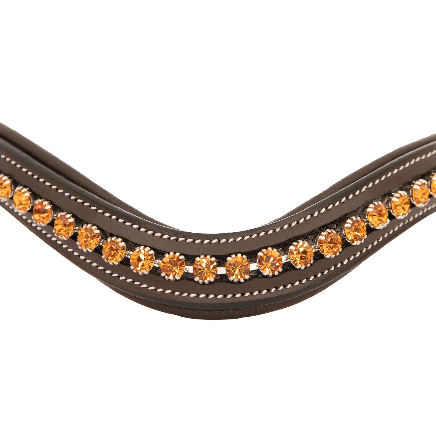 Bridles & Reins ExionPro Elegant Deep Curved Soft Padded Topaz Crystal Decorated Browband