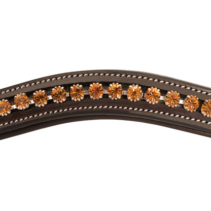 Bridles & Reins ExionPro Elegant Deep Curved Soft Padded Topaz Crystal Decorated Browband
