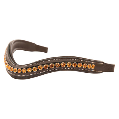 Bridles & Reins ExionPro Elegant Deep Curved Soft Padded Topaz Crystal Decorated Browband