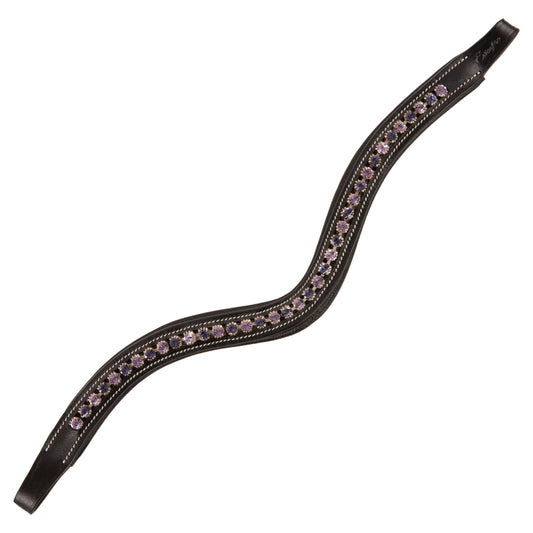 Bridles & Reins ExionPro Elegant Deep Curved Soft Padded Tanzanite, Violet Colored Crystal Decorated Browband