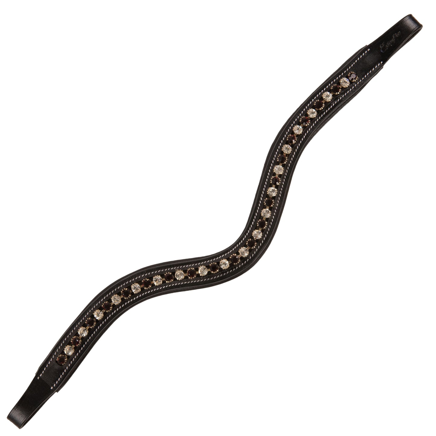 Bridles & Reins ExionPro Elegant Soft Padded Clear Crystal, Burgundy Colored Crystal Browband
