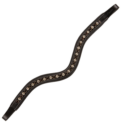 Bridles & Reins ExionPro Elegant Soft Padded Clear Crystal, Burgundy Colored Crystal Browband