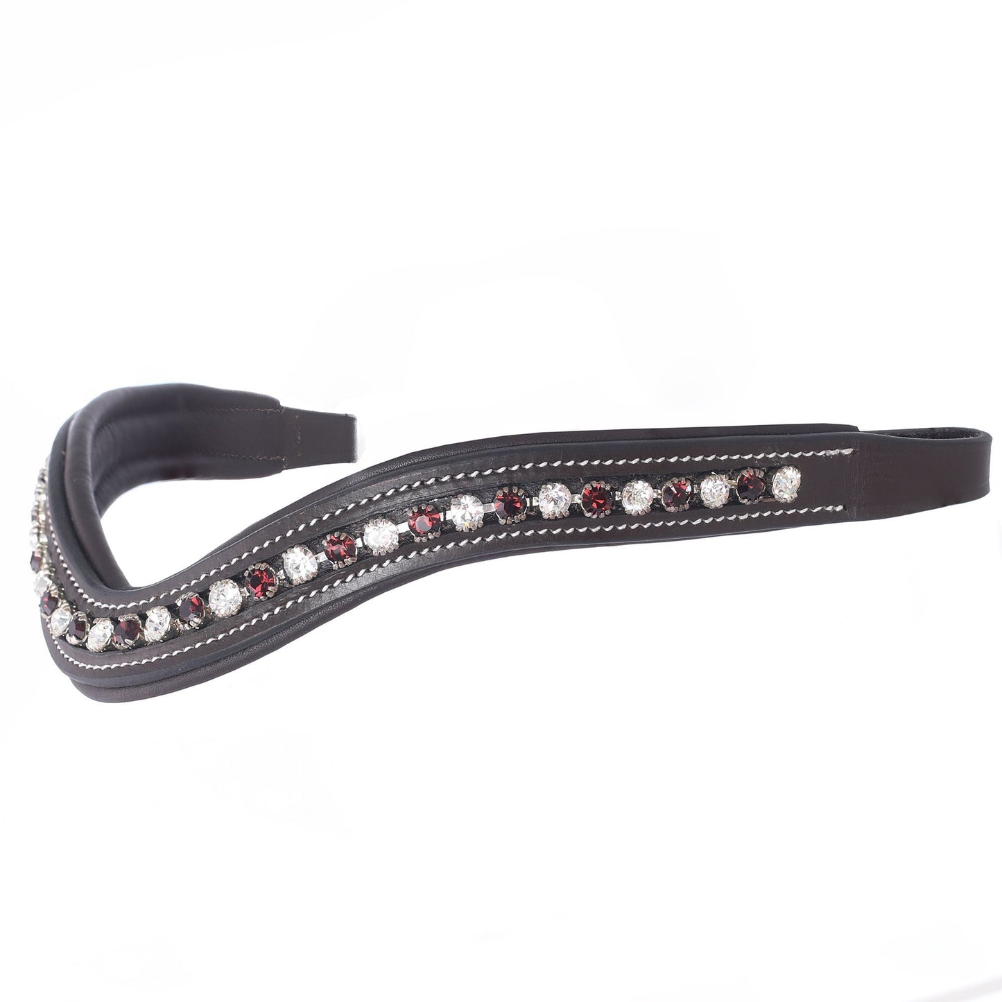 Bridles & Reins ExionPro Elegant Soft Padded Clear Crystal, Burgundy Colored Crystal Browband